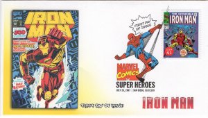 AO-4159r-1, 2007, Marvel Comics Super Heroes, FDC, Add-on Cachet, DCP, Iron Man