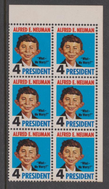 USA 1964 Mad Magazine Cinderella Alfred E. Neuman 4 President Pristine MNH B6