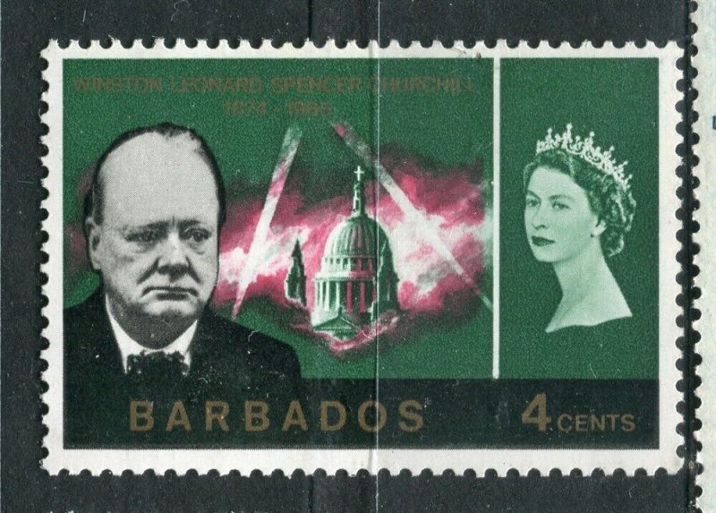 BARBADOS; 1965 early QEII Churchill issue fine Mint 4c. value