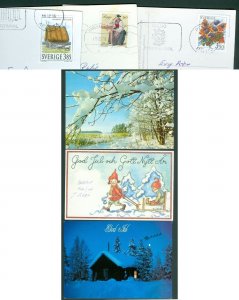 Sweden. 3 Christmas Card. 1979- 2/1996. Santa, Sled,Cabin,Nature.Snow.