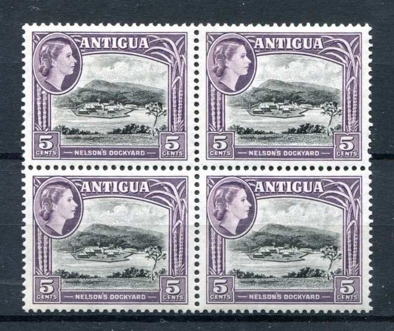 Antigua 1953 QEII. Block of 4 x 5c stamps. Mint. NH. SG125.