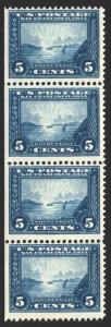 #399 5c Blue 1913 VF Pan Pacific Expo Mint Vertical Strip of 4