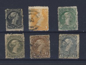 6x Canada Large Queen stamps #21-23-24-26-27-30 Guide Value = $440.00