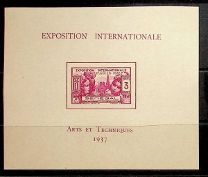 SENEGAL Sc 178 NH SOUVENIR SHEET OF 1937 - PARIS EXPO