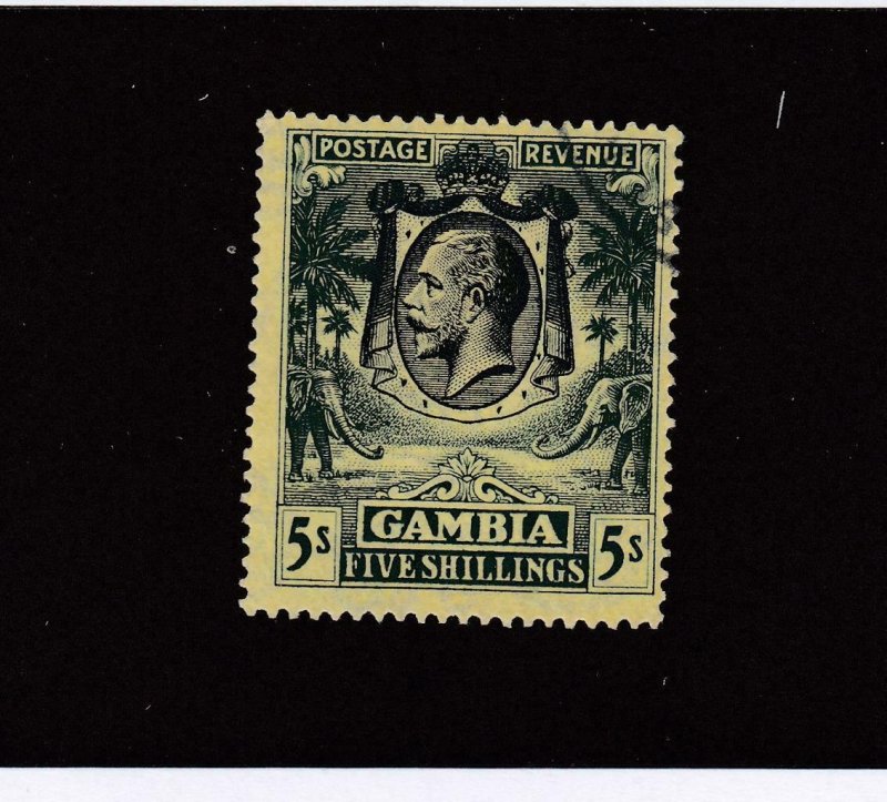 GAMBIA # 119 VF-LIGHT USED KGV 5sh CAT VALUE $67.50