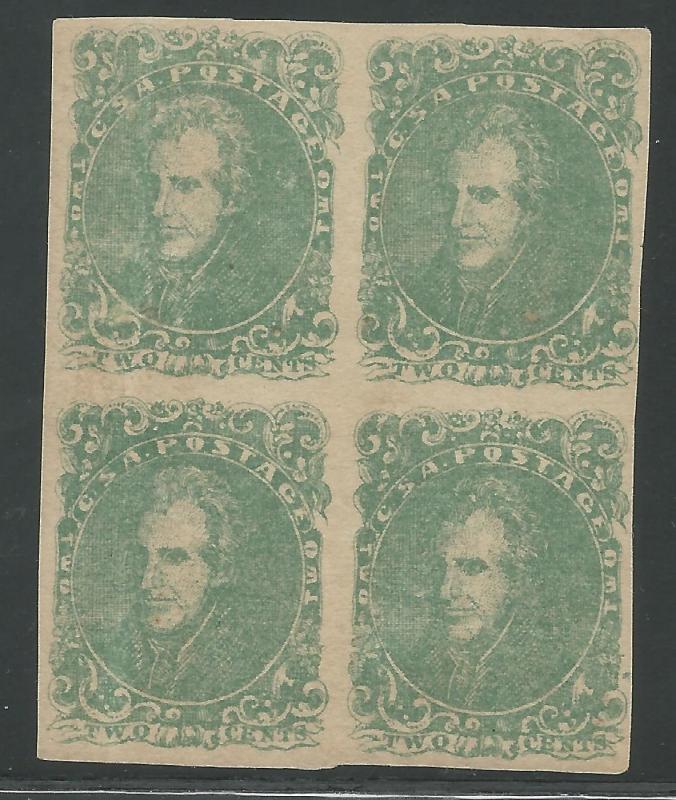 CSA Scott #3 VF Mint NG Block of 4 Confederate Stamps Scarce Multiple