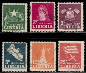 Liberia #305-07, C58-60 ~ Short Set 6/7 ~ Independence ~ Ucto, MX  (1947)