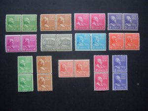 1939 #839-851 Presidential Series Coil Line Pairs  MNH OG VF CV $140.00 #8