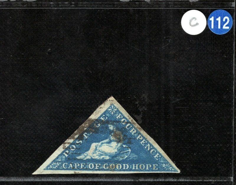 South Africa COGH CAPE TRIANGULAR QV SG.4 4d Deep Blue 1853 Used c£170+ CBLUE112