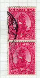 SOUTH AFRICA; 1943 early Springbok issue used 1d. Pair 