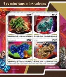 Central Africa - 2017 Minerals & Volcanoes - 4 Stamp Sheet - CA17708a