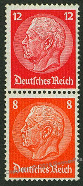 Germany 1933 Hindenburg Michel S110 MNH Wmk Net Se-Tenant Zusammendruck 53317