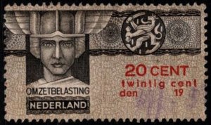 1930's Netherlands Revenue 20 Cents (Omzetbelasting) Sales Tax Used