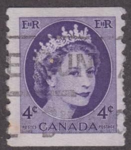 Canada 347 Queen Elizabeth II, Wilding Portrait 4¢ Coil 1954