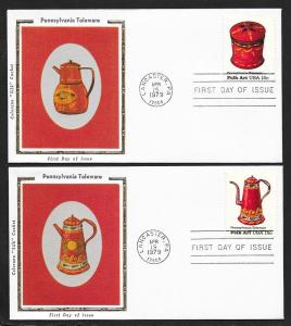 UNITED STATES FDCs (4) 15¢ Folk Art Toleware 1979 Colorano