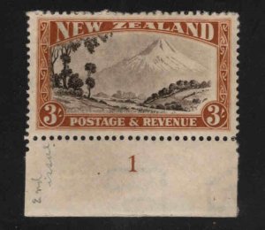 New Zealand Scott 198 Unused Mt.  Edmont, wmk 61 Plate Number single