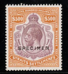 Straits Settlements #204s (SG #240ds) VF Never Hinged $500 Purple Orange Brown