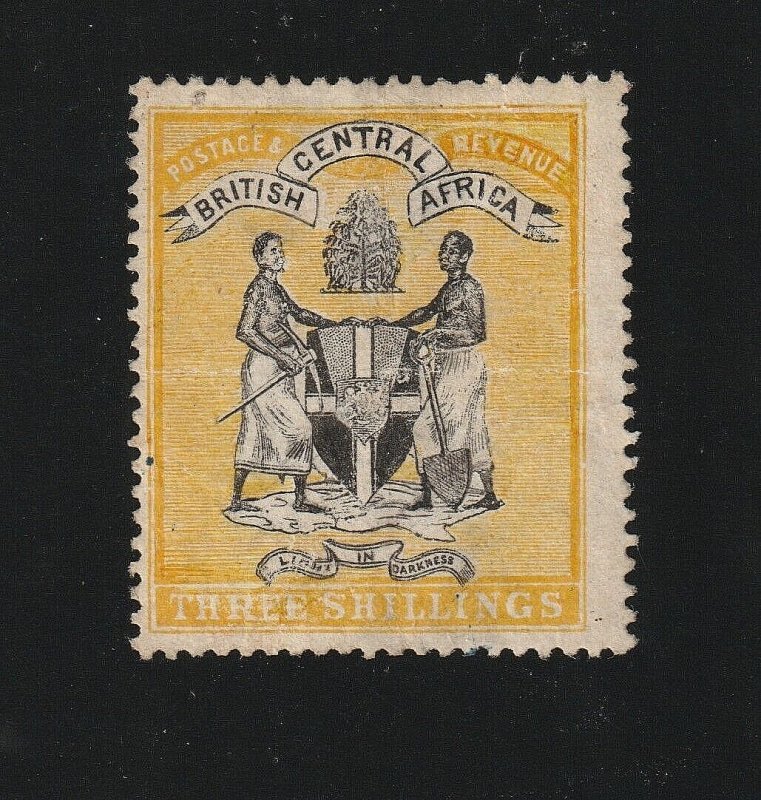 EDSROOM-13437 British Central Africa 27 OG 1895 3 Shilling, Has Thin CV$225