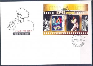 TUVALU 2012  ELVIS PRESLEY ELVIS ON TOUR SOUVENIR SHEET II FDC