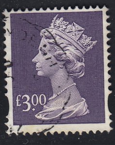 GB, UK, Machin, 1999 QE2 used £3.00 Dull Violet, Sc# MH282, SG Y 1802, Mi 1795