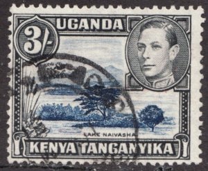 c.1938 Kenya Uganda Tanganyika Sc #82  3/-  KGVI Lake Naivasha - Used Cv$6.50