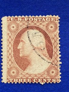 US Stamps-SC# 26A -  Used  -  Hand Cancel - SCV $150.00