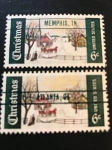 1969 6c Christmas Winter Sunday Scott 1384 Mint F/VF NH Pre-Cancelled Pair