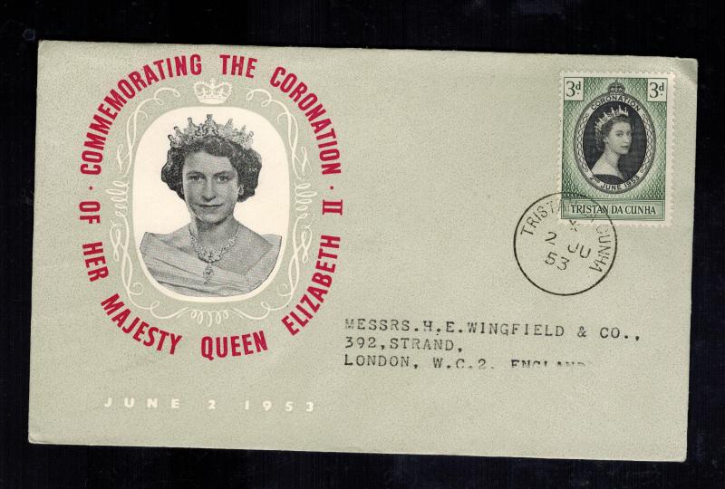 1953 tristan da Cunha Coronation first day cover QE 2 Queen Elizabeth II FDC