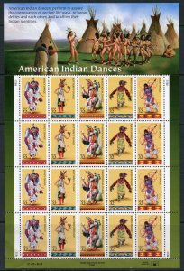 UNITED STATES SCOTT #3072/76 32c AMERICAN INDIAN DANCES SHEET(20) MINT NH