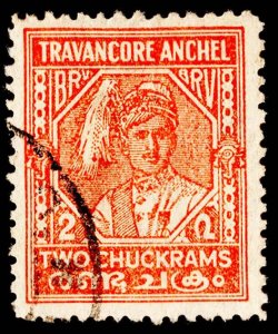 India States Scott Travancore 38 Used.