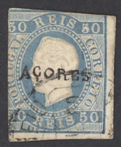 Azores Sc# 34 (trimmed) Cull 1875-1880 50r Portugal Overprint