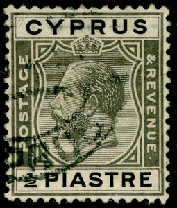 CYPRUS SG104, ½pi browmish black & black, FINE USED. Cat £14.