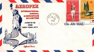 OFFICIAL COVER OF THE AEROPEX INTERNATIONAL AIRMAIL & AEROSPACE EXHIBITION 1966