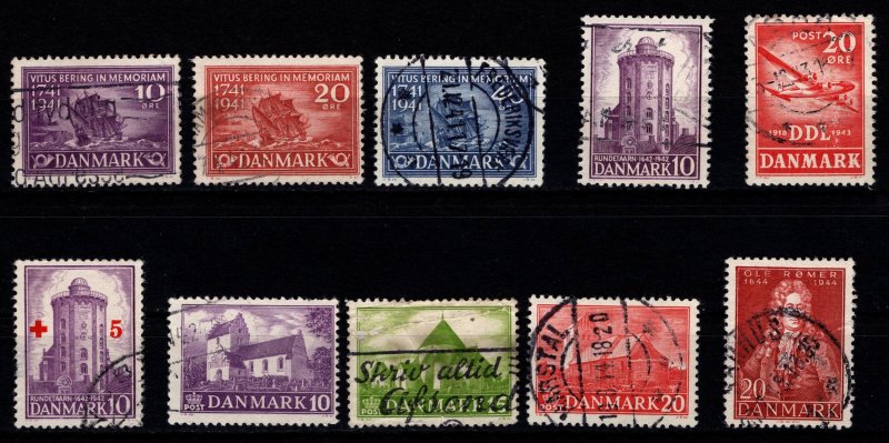 Denmark 1941-44 Commemoratives, Complete Sets [Used]