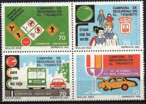 URUGUAY 1990 SC 1348 MNH Traffic Safety Block of Four lights signals car 