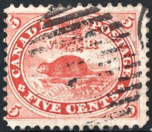 Canada SC#15 5¢ North American Beaver (1859) Used