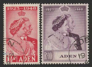 ADEN 1948 KGVI Silver Wedding set 1½a & 10R.