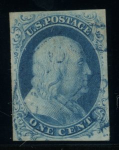 US Stamp #7 Franklin 1c - PSE Cert - VF 80 - USED -SMQ $140.00
