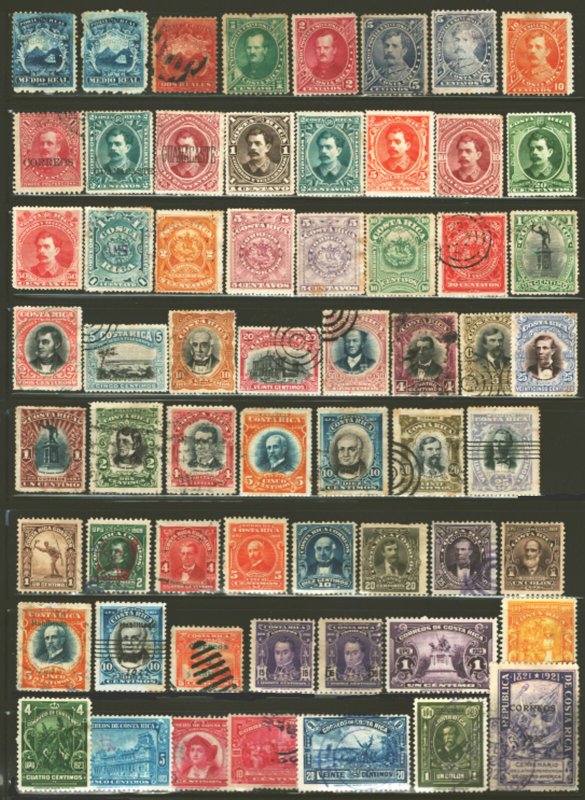 Costa Rica #1/#127 1863-1923 Asst'd Early Classics, Presidents, OPs MH&U 61 Item