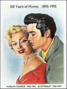 MONTSERRAT - 1995 100yrs of MOVIES/MARILYN MONROE & ELVIS PRESLEY M/S MNH