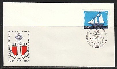 Peru, Scott cat. C329. Peru`s Navy Anniversary issue. First day cover. ^