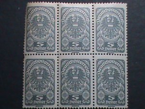 AUSTRIA -1920-SC#202-OVER 100 YEARS OLD STAMPS- COAST OF ARMS  -MNH BLOCK- 6-