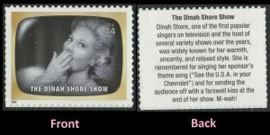 US 4414i Early TV Memories The Dinah Shore Show 44c single MNH 2009