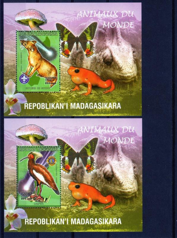 Madagascar 1999 Halley's Comet/Fauna 4 S/S Perforated MNH  Sc# 1416