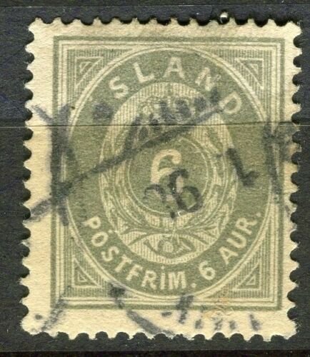 ICELAND; 1870s early classic issue used Shade of 6aur. value 