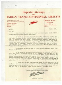 1933 Rangoon Burma First flight cover FFC Imperial Airways to London England ltr