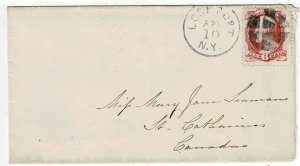 1870's Lockport, N.Y. cancel on cover to Canada, Scott 148