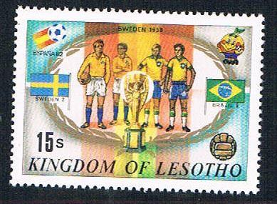 Lesotho 363f MLH Soccor Champions  1958 Sweden 1982 (BP32216)