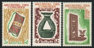 Comoro Isls 57-59,MNH.Michel 55-57. Handicrafts 1963.Tobacco pouch,Censer,Lamp.