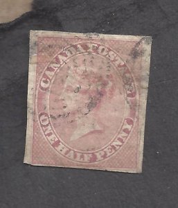CANADA # 8i USED 1857 1/2d QUEEN VICTORIA BS31628-1